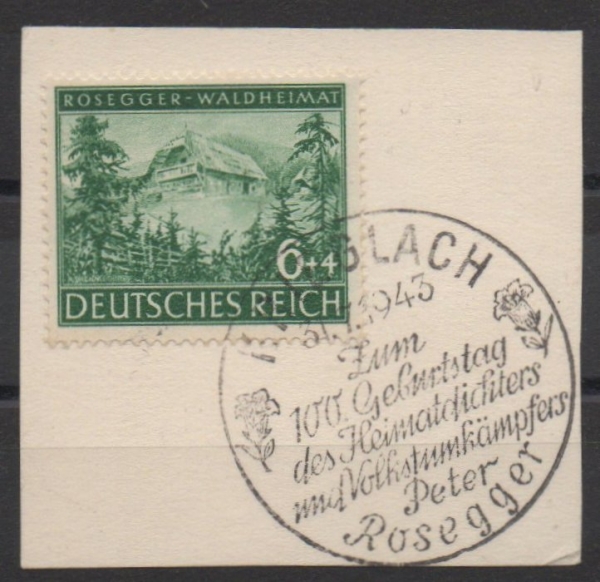 Michel Nr. 855 - 856, Peter Rosegger auf Briefstück.